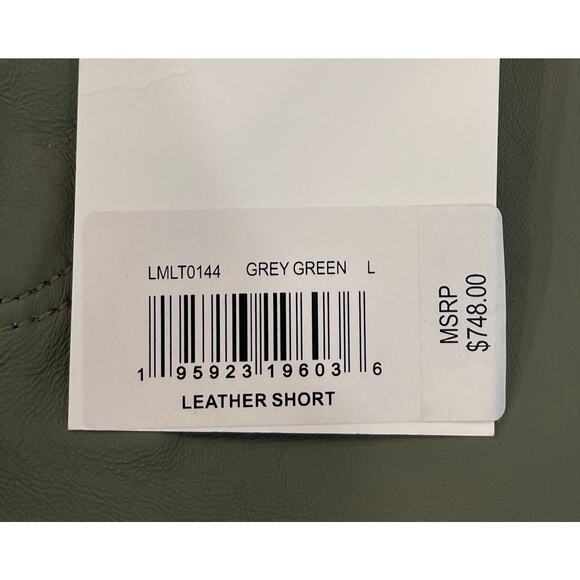 8-20 FRAME Men's 100% Lamb Leather Shorts Grey-Green Large - Picture 6 of 6